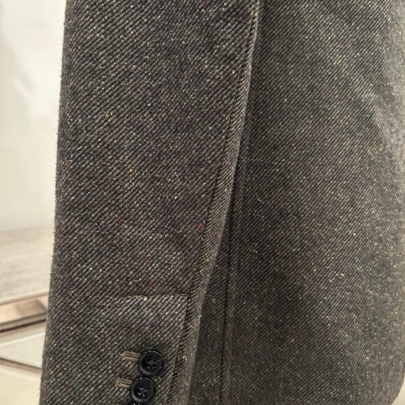 Banana Republic Tweed Fleck Wool Silk Olive Green Blazer - Picture 4 of 5